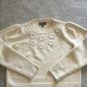 Laundry By Shelli Segal Cream Sweater with Floral Details